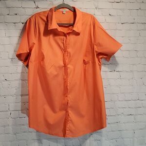 Woman Within plus size coral button front cotton top